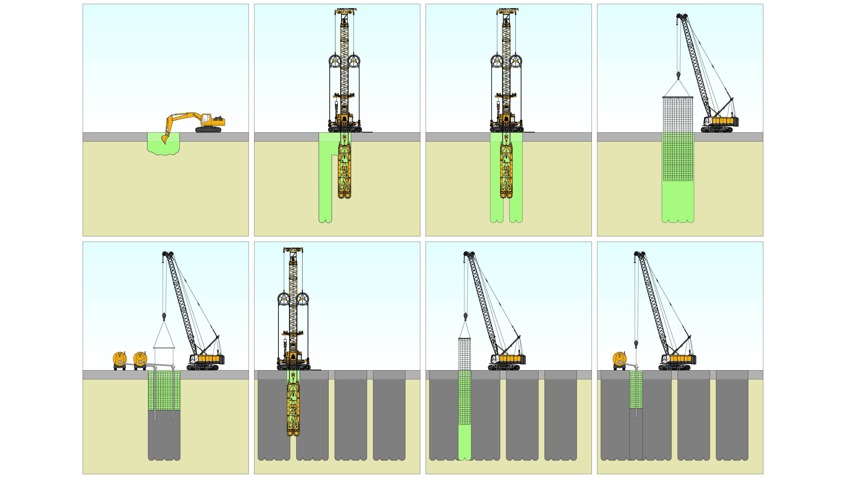 Diaphragm wall with cutter